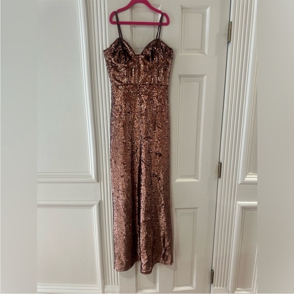 NWT Bardot Stasia Sequined Corset Dress in Bronze.  SZ 8 - Picture 4 of 15